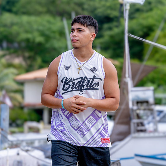 White Purple Tribal Jersey