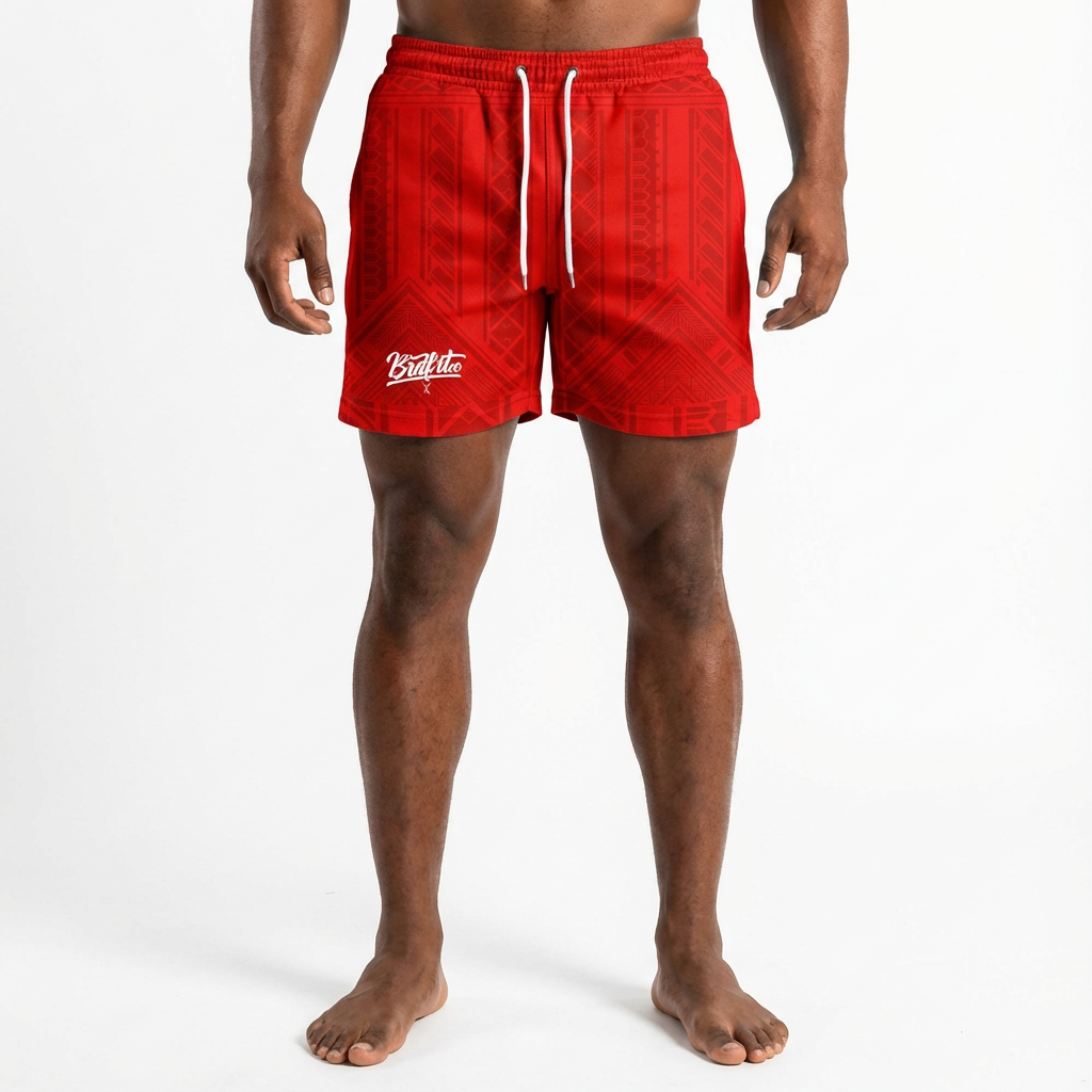 Red Tribal Shorts